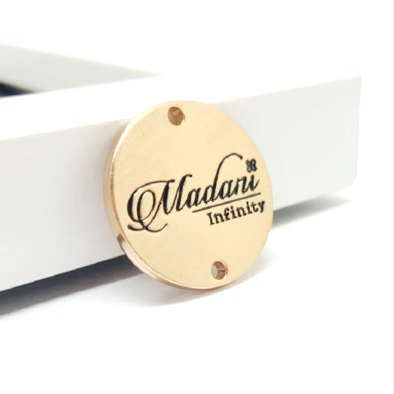 High Quality Rose Gold Metal Jewelry Tags Custom Logo Disc Pendants for Necklace & Bracelet Sports Accessories
