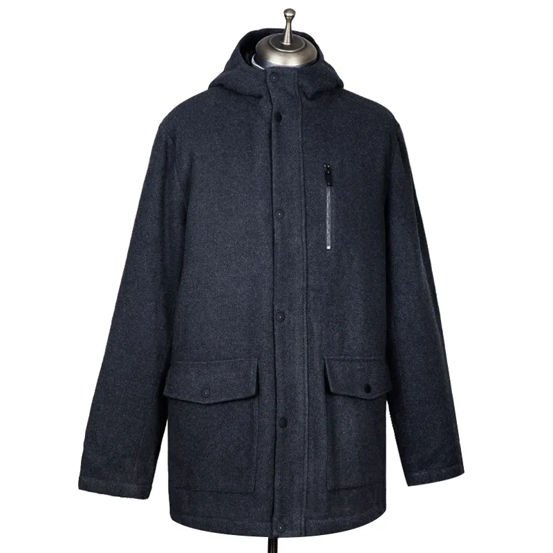 Hooded  Long Wool Jacket Over Coat Top Quality Breathable Comfort Anti-Wrinkling Cashmere Wool Coat Men