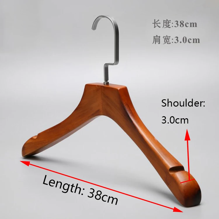 Hot sale brown wood hanger for top and pants female dutch with flat hook personalized wooden clothes hangers