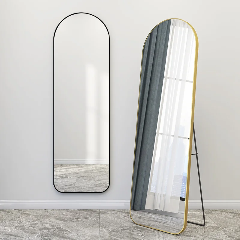 large Metal frame customized black arch full length floor framed mirror