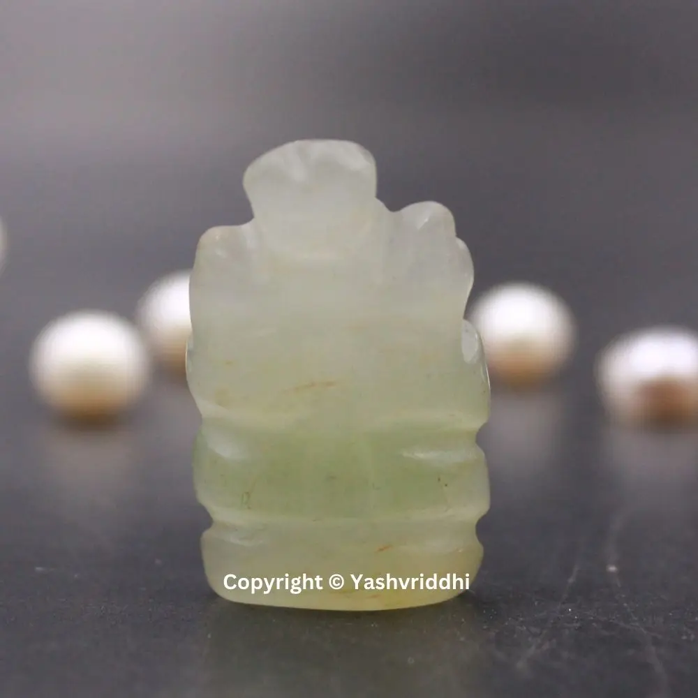 Handcrafted Green Aventurine Ganesha Crystal Figurine Religious Style Lord Ganesha Idol for Gifts Made from Metal