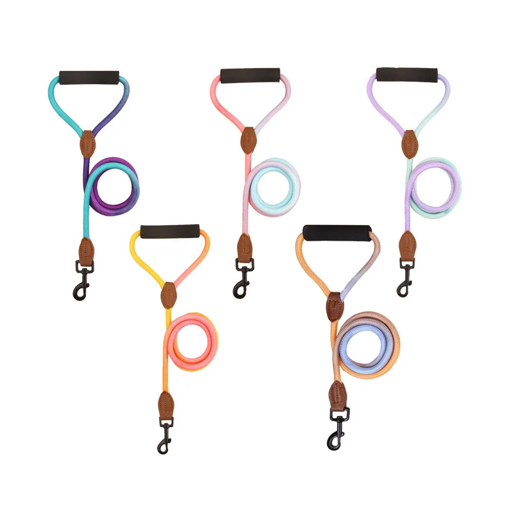 Wholesale Adjustable Pet Products No Pull Pet Leash Gradient Ramp Color Nylon Leash High Quality Leash Supplies
