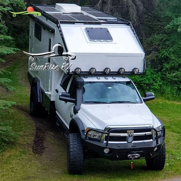 SUNRISE RV Luxury Popup Long Bed Truck Camper Lightweight RV Tiny Home 13ft 4x4 Expedition Pickup Customized Camper