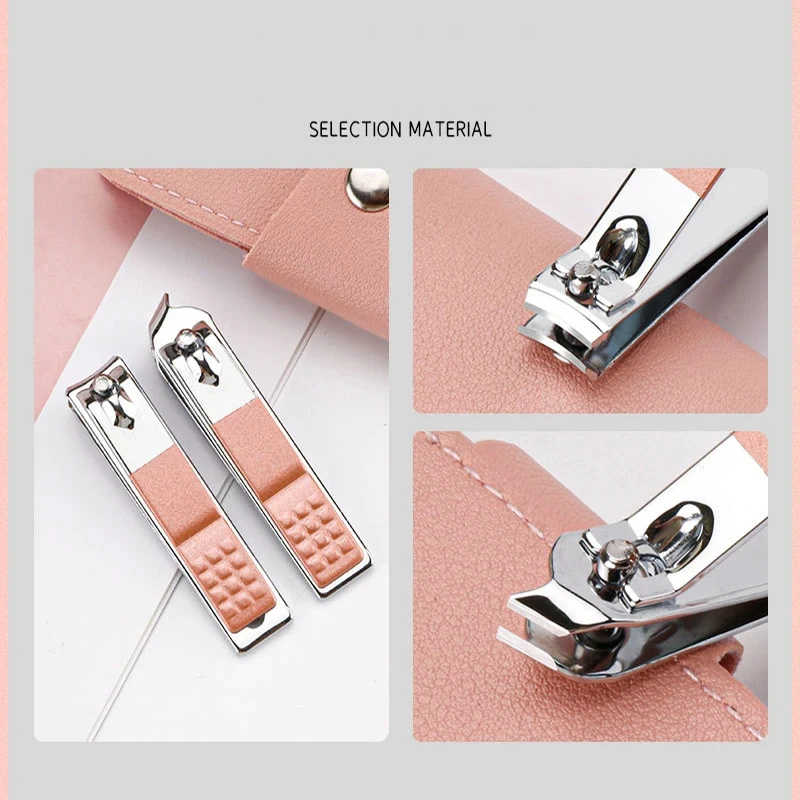 7 In 1 Rose Pink Nail Clipper Set Personal Nail Cutter Tools Travel Grooming Kit Manicure Pedicure Tools Kit