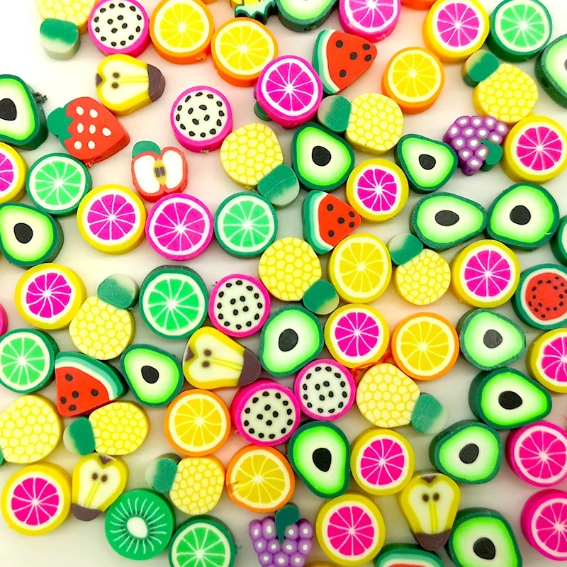 100pcs/bag Colorful Flower Cartoon Animal Fruit Smiley Face Beads Diy Polymer Clay Beads For Bracelet Necklace Jewelry Making