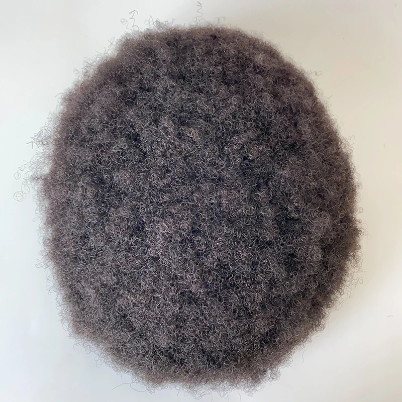 2024 New Arrival hot sale Afro style black color 8x10 inch 100% virgin Indian hair systems lace with PU Q6 base toupee for men