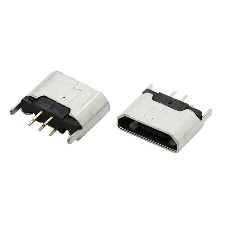 
Vertical B type female 180 degree Micro USB socket connector 5P Direct Plug-in for charging Mobile phone 