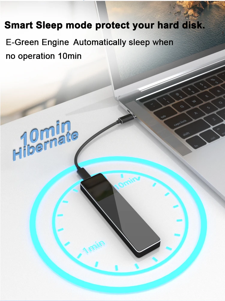 Aluminum M.2 to USB NVMe SSD Enclosure Reader,  USB 3.2 Gen 2 10Gbps NVMe PCI-E 10Gbps  M-Key Solid tate Drive  External Adapter