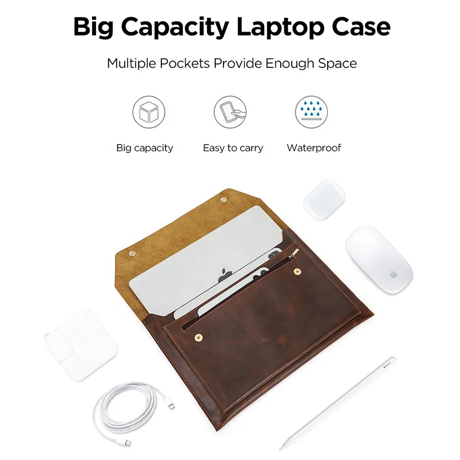 Винтажная кожаная сумка Crazy Horse для ноутбука Macbook Pro 16 дюймов Air m2 m1