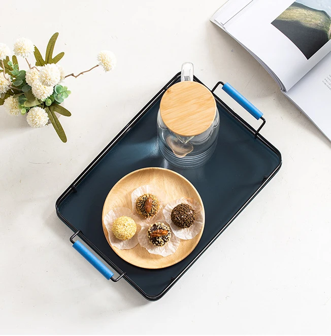 Bamboo serving tray customization with metal handles home decoration bamboo trays