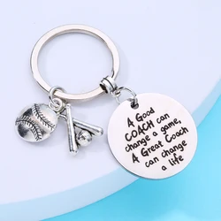 Explosive sports baseball slogan keychain badminton basketball pendant stainless steel series charm backpack key charm accessori