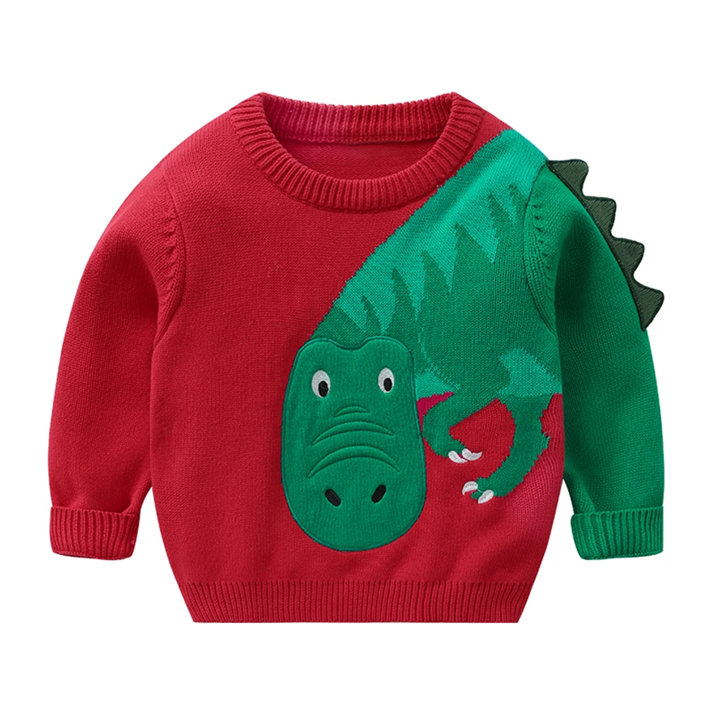 
Mudkingdom Red Toddler Clothes Dinosaur Autumn/Winter Newborn Baby Boy Sweater 