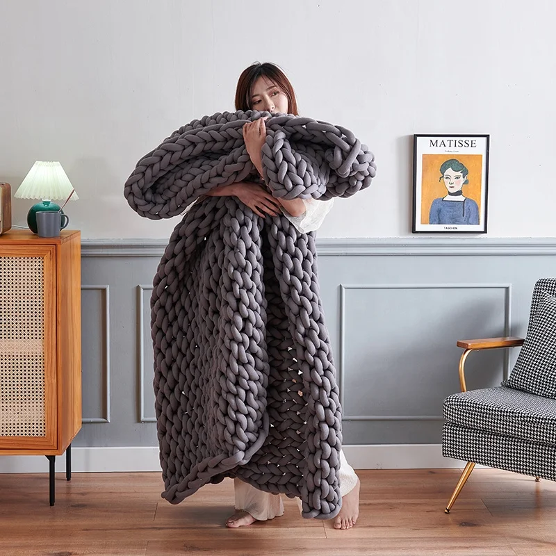 Custom woven knitted chunky knit weighted blanket