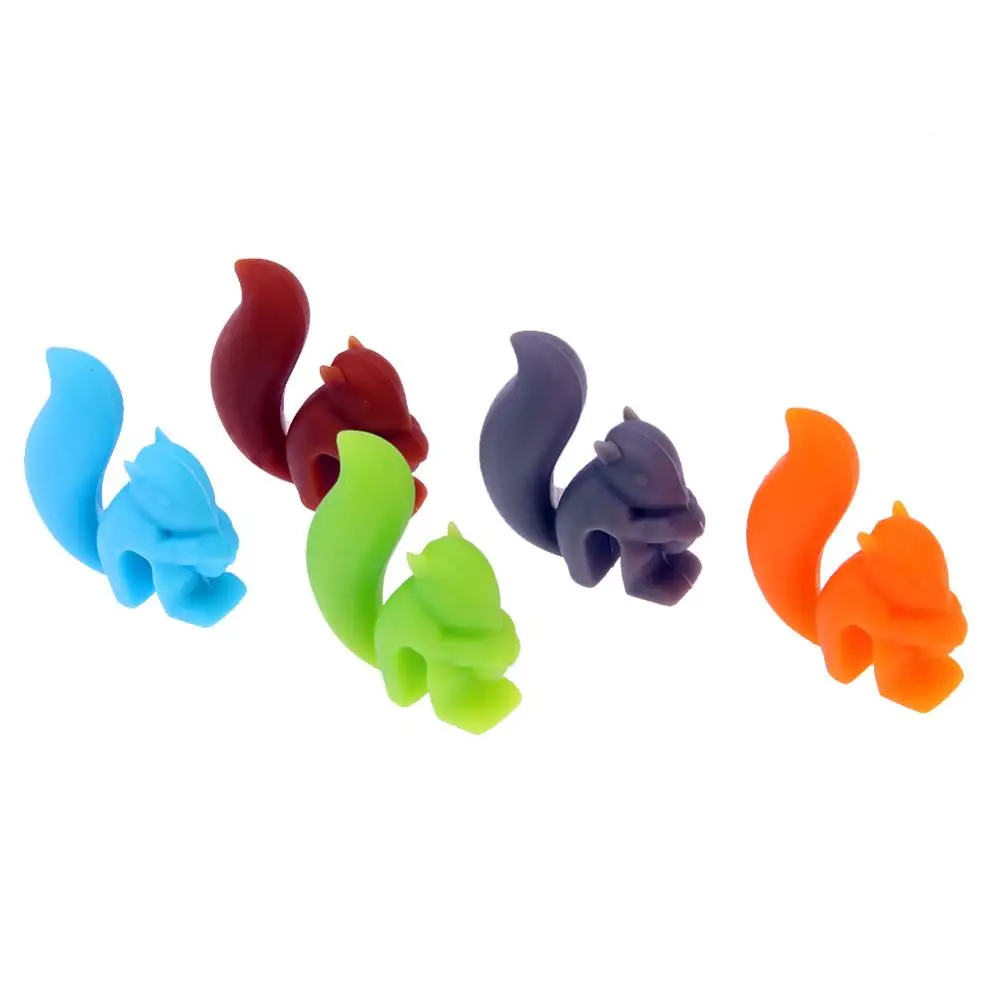 SD08 Wholesale Cute Silicone Tea Bag Holders Squirrel And Snail Shape Drink Markers Colorful Cup Hangers