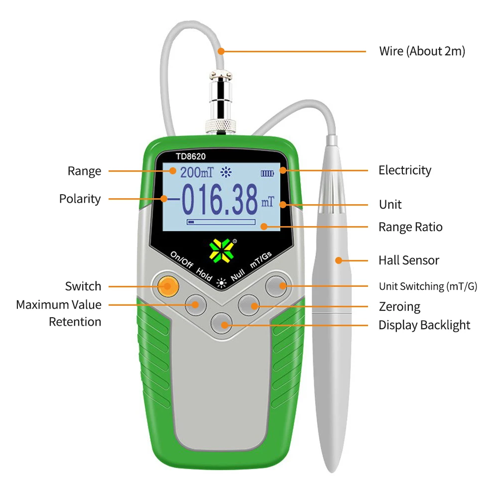 Magnet surface tester Tesla meter TD8620 five-level Gauss meter magnetometer