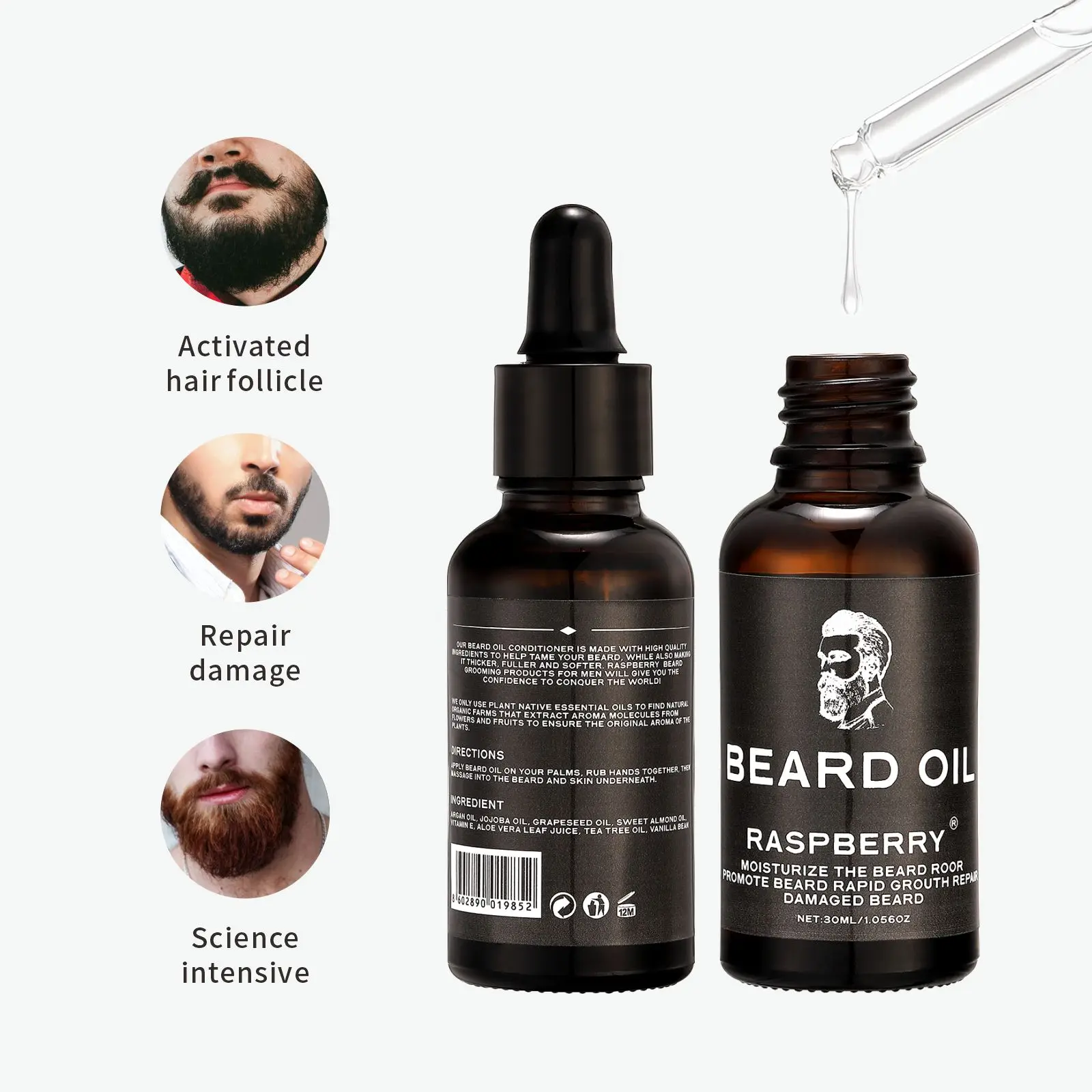 Barber Men Growth Soften Beard Oil No Label or Private Customize Lasting Bread Moisturizing and Nourishing