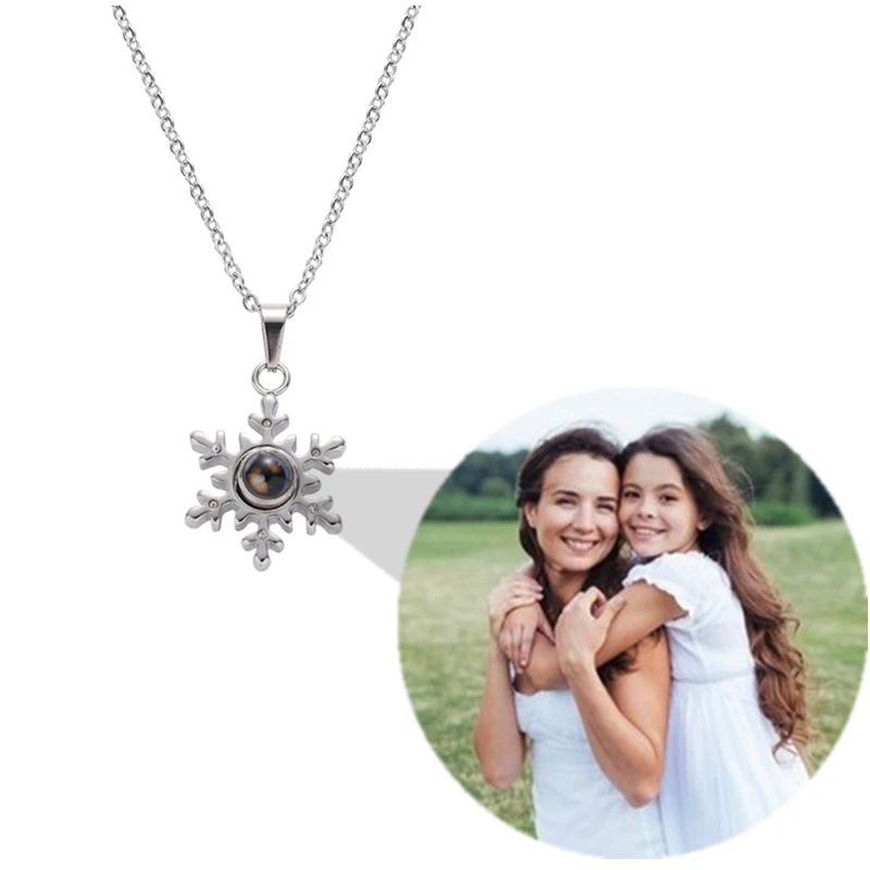 100 Language I Love You Couple Snowflower Necklace