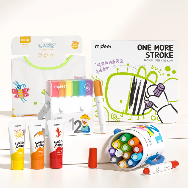 Mideer Deluxe painting set Marker Pen Crayon Picture Book Finger Paint Set kid painting gift with shopping bag