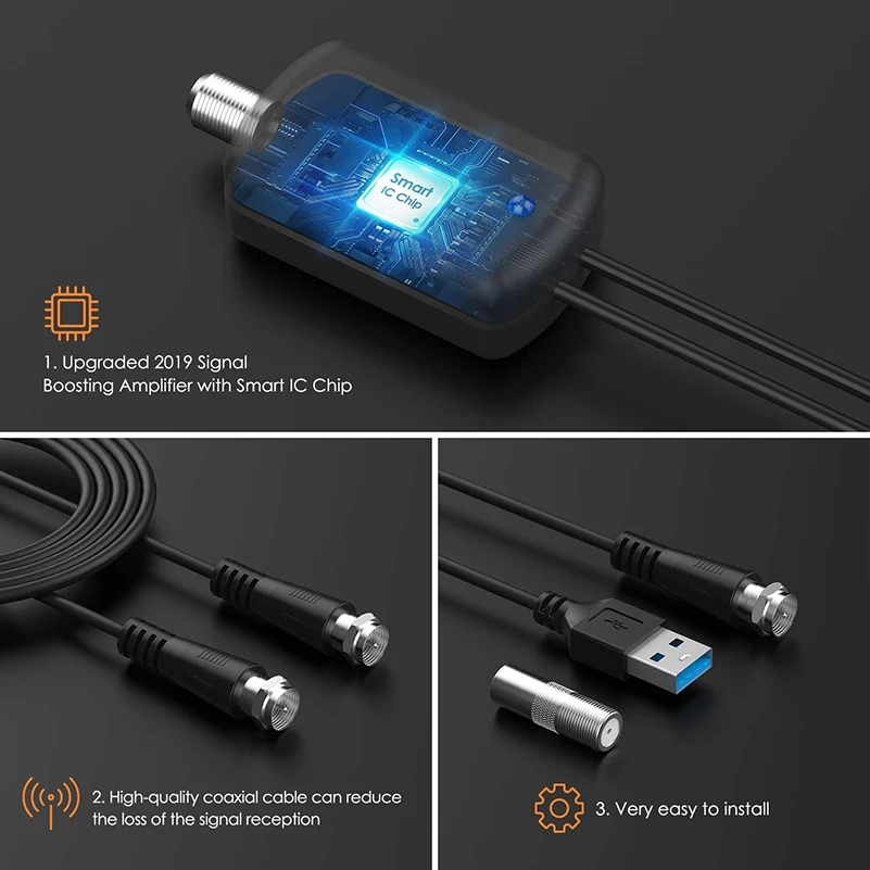 Цифровая комнатная ТВ антенна Hdtv с 4K Hd/Vhf/Uhf/Fm Усилитель сигнала для цифрового Dvb-T/Dvb-T