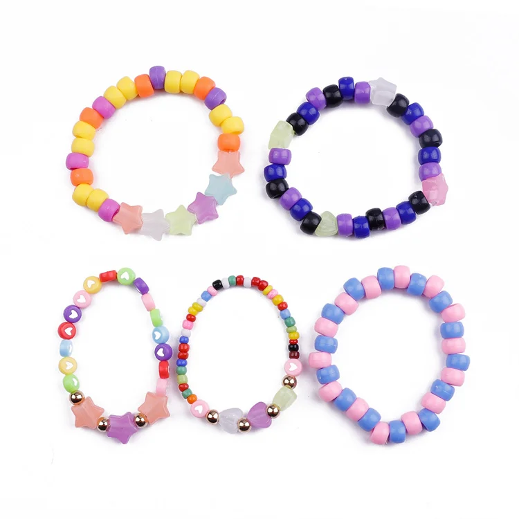 100 Pcs Acrylic Candy Colors Pony Beads 6x9mm Bulk for Arts Craft Bracelet Necklace Jewelry Making Earring Hair Braiding (Mix)
