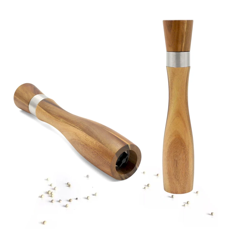 Деревянная мельница для перца, дерево акации и регулируемая керамическая мельница