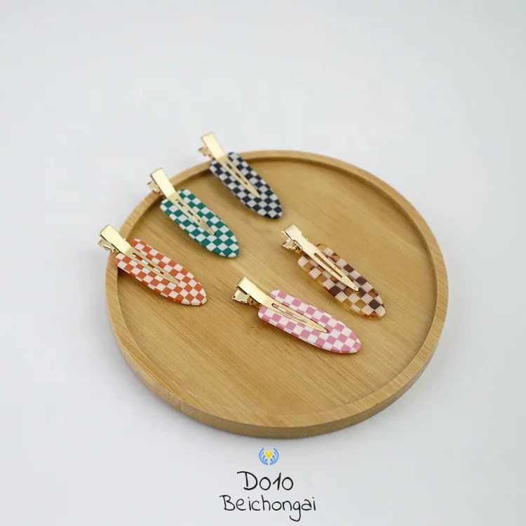 Summer Hairpin Makeup Acetate Checkerboard Non-trace Hair Clips Fringe Side Face Wash Clip for Women