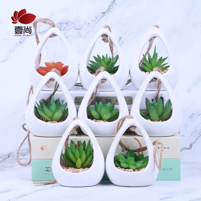 DIY Cheap mini Small Garden Plant Stand Wall Indoor Hanging White ceramic flower pots ES1031
