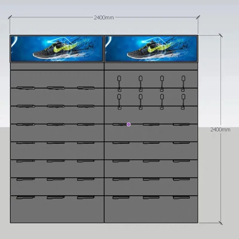 Brand sneakers display case custom sport shoe store metal shoe rack with shop