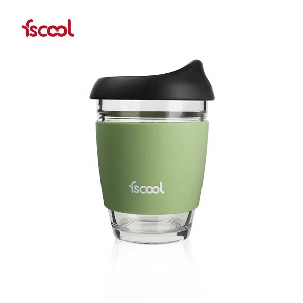 Fscool New Design Custom Logo Silicone Coffee Cup With Cover / Reusable Coffee Cup
