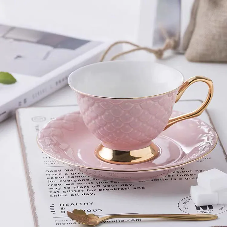 Vintage Ceramic Color Glaze Fine Bone China Coffee Cup And Saucer