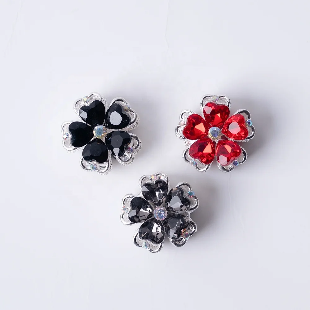 Flower alloy crystal zircon with diamond ball straight hole beads DIY mobile phone chain key chain bag chain accessories