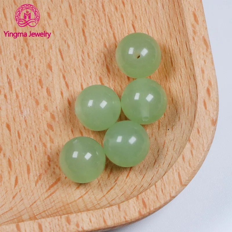 Factory direct sale loose smooth glass gemstone jade bead shape 10 mm cyan color synthetic glass stones for beads jewelry making