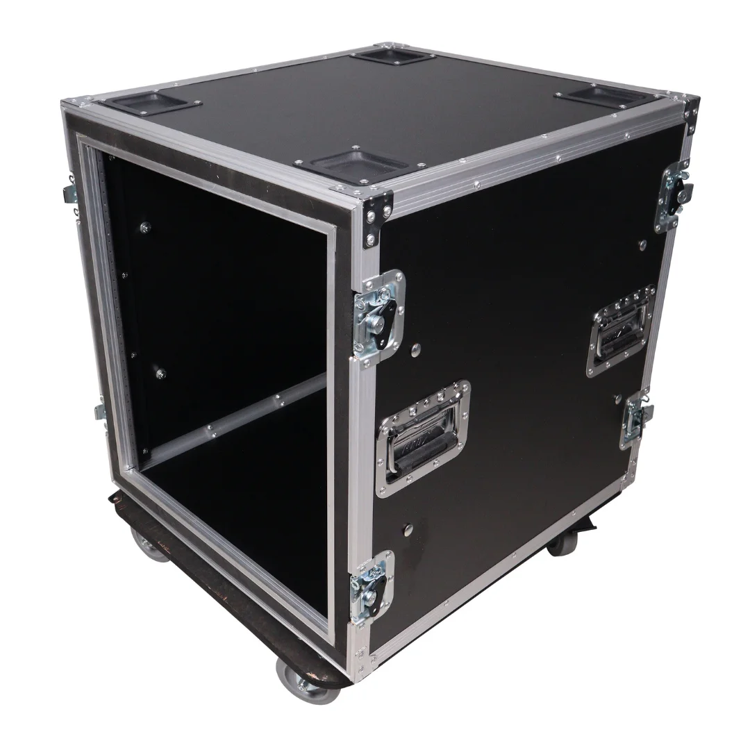 Factory Wholesale Custom Size 12U Large Space Shockproof Waterproof Amp Rack 24 Inch Depth ATA Flight Case Wheels Tool Cases