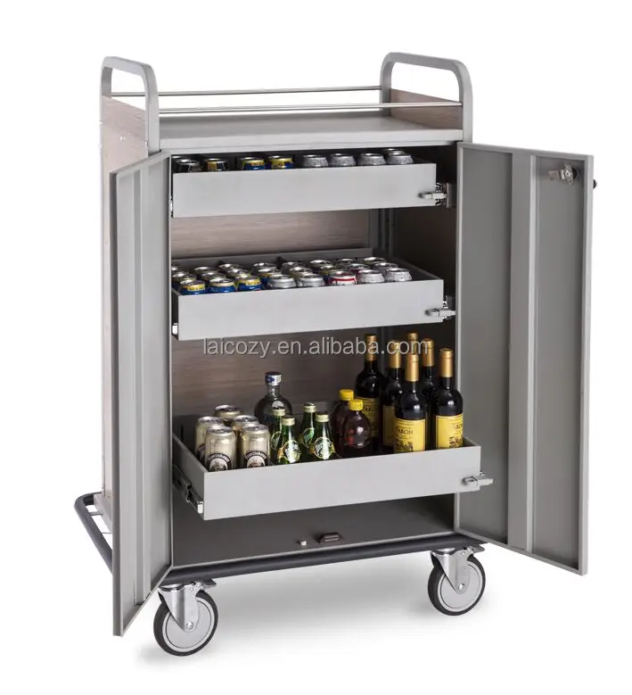 High Quality 5 Star Hotel Grey Board Beverage Restock Cart Multi-function Trolley
