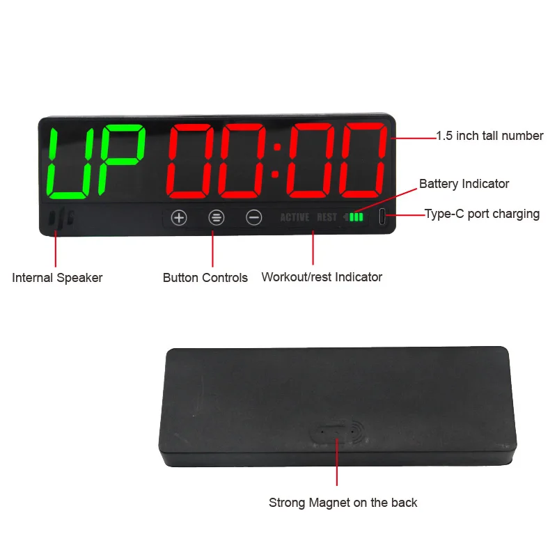 CHEETIE CP50 New 1.5 Inch Portable Small Smart Digital Magnetic Gym Fitness Crossfit Timer Clock for Workout