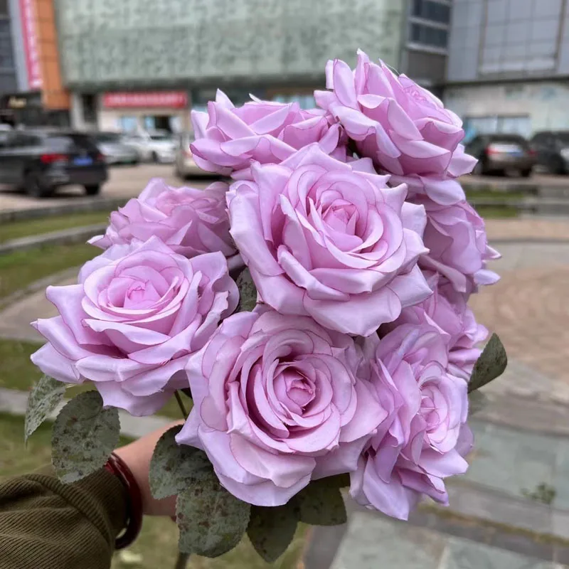 Red Rose  Faux Silk Roses Artificial Flowers Wedding Decoration Home Bunch Roses Artificial Flowers Bulk