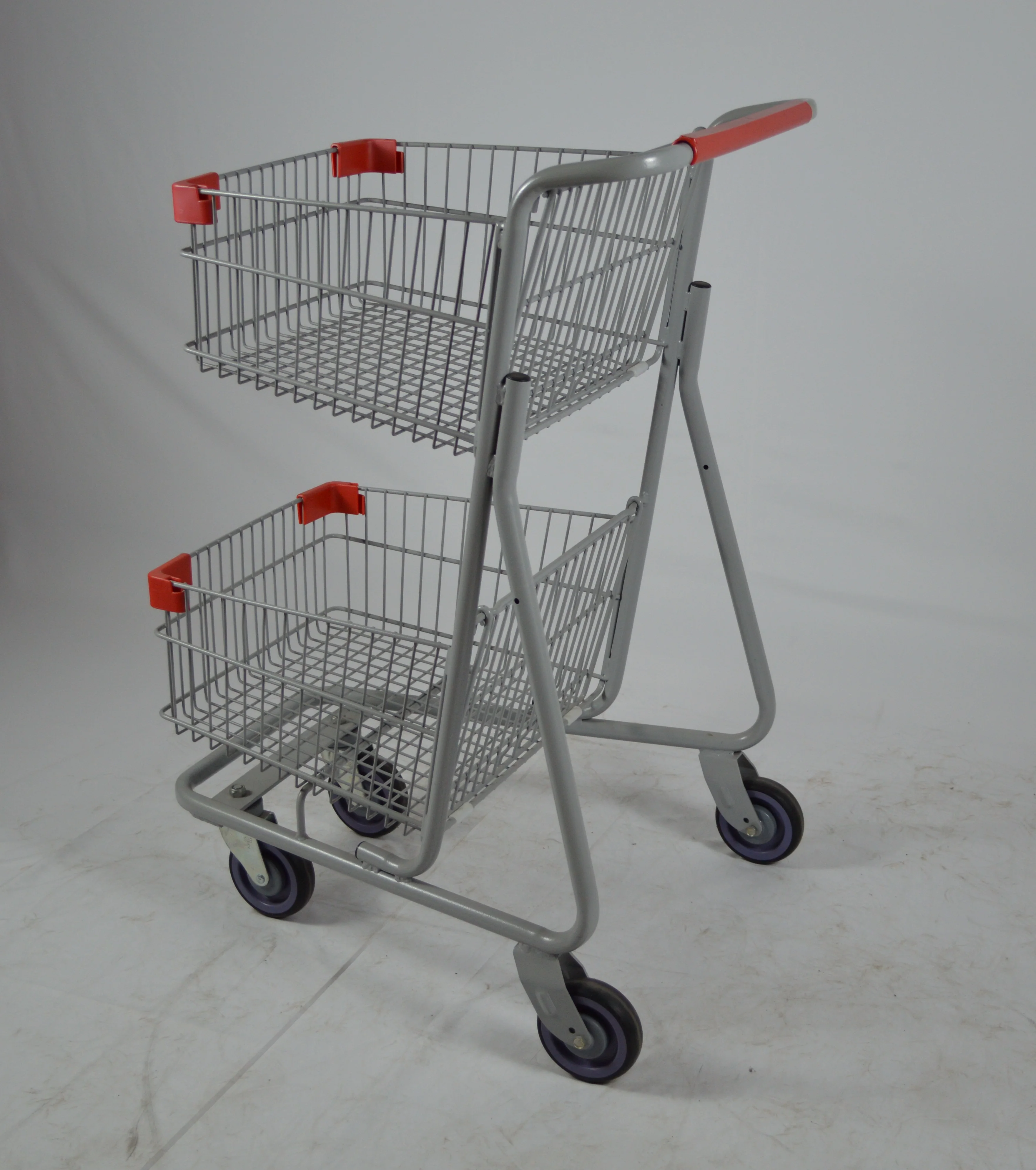 supermarket hand push food cart for sale hand trolley prices grocery store 2-tier shopping cart