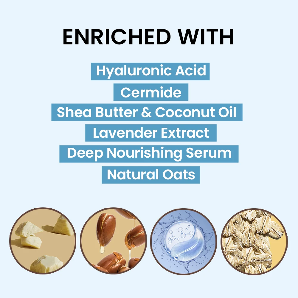 Private Label Hyaluronic Acid Coconut Oat Shea Butter Hydrating Anti Aging Body  Care Cream Nourishing Smoothing Body Lotion