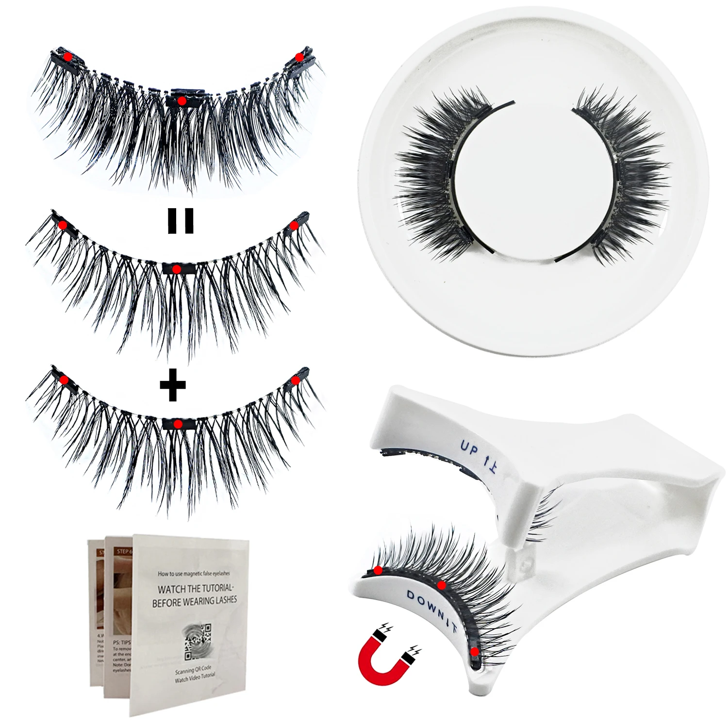 3 Magnets Magnetic Eyelashes Reusable Natural Wispy Magnetic False Eyelashes No Glue Needed Magnet Lashes with Applicator