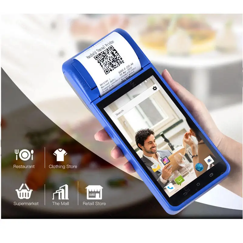 Pos-6000 4g Wifi Портативный мобильный Android 11 Pos терминал машина точка продажи системы с 58 мм тепловым чековым принтером