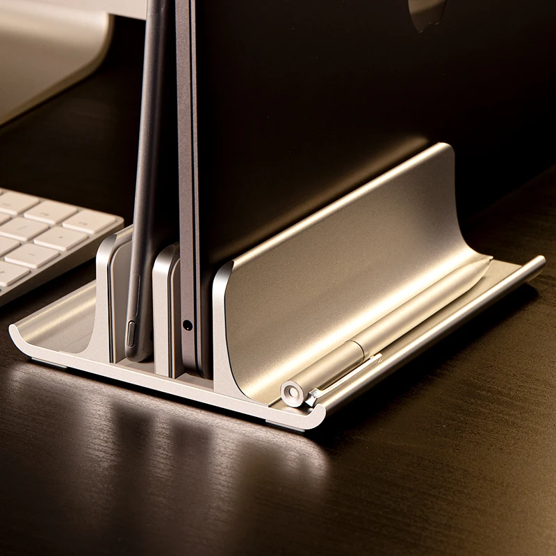 Vertical OEM Adjustable Desktop Notebook Dock Space-Saving Three-in-one Laptop Stand Holder