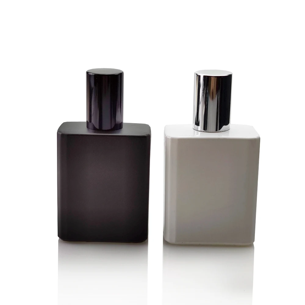 30ml 50ml Good Price in Stock Empty Matte Black Shiny White Refillable Screw Neck Pump Spray Perfume Bottle Promotional