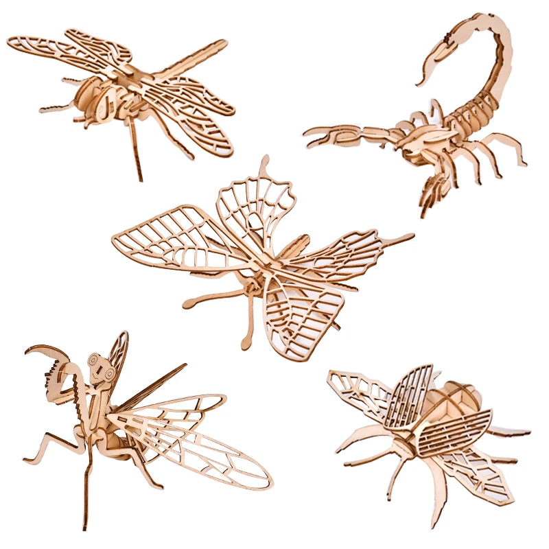 
DIY Toys Wooden Building Blocks Eco Friendly Insect Model Puzzle Educational Building Block Sets Educational Toys 