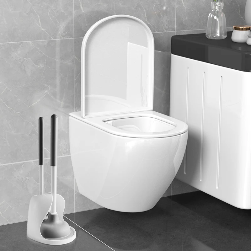 Sunshine 2-in-1 Mini Silicone Toilet Plunger and Brush Set Holder Flexible Heavy Duty Bathroom Cleaning Combo