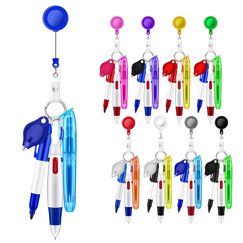 medical supplies nursing multi function pen pulpen erasable pen nurses Pen set lamp ballpen badge reel set for nurse accessories