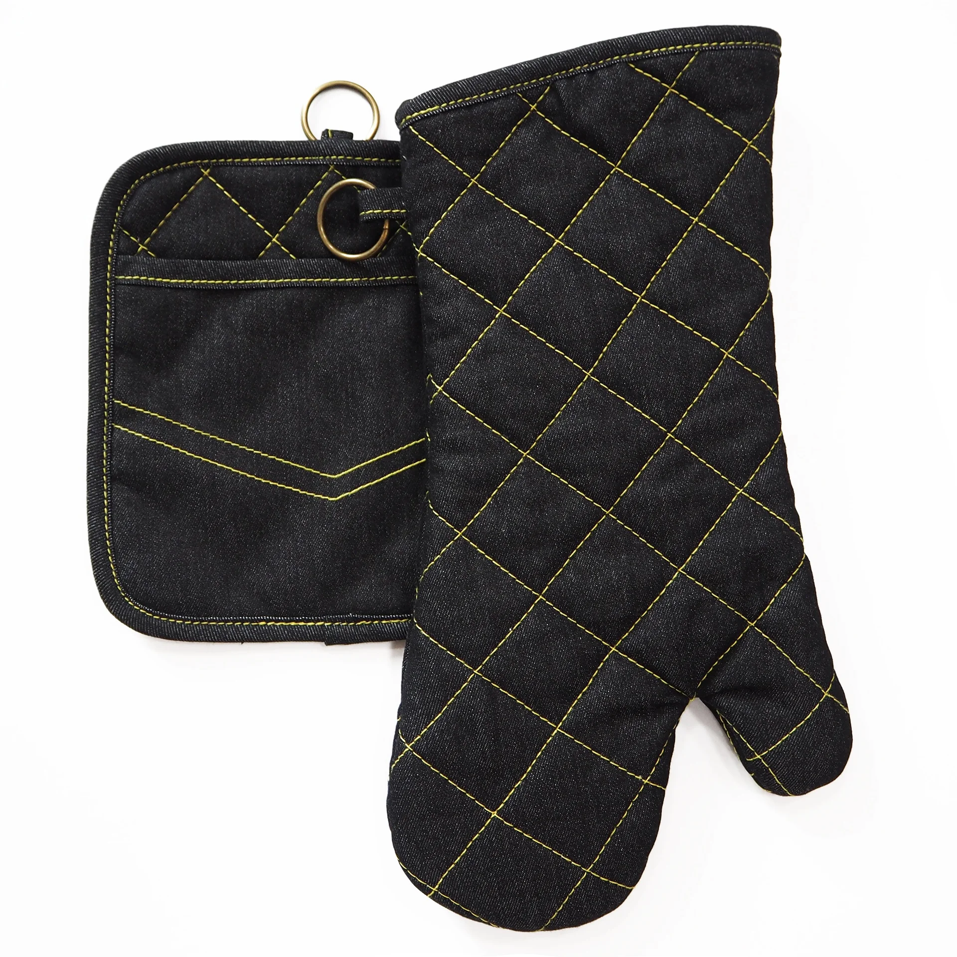 Термостойкая сверхпрочная кухонная варежка для духовки, пользовательский кулинарный шеф-повар, логотип от производителя, барбекю, джинсовая перчатка для духовки