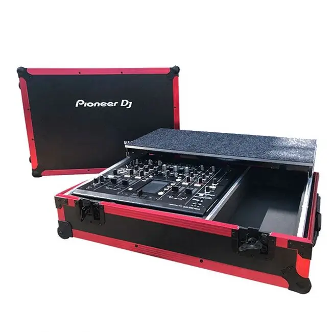 Portable Tool Box Abs Red And Black Dj Controller Locking Trolley Equipment Aluminium Flight Cases  With Wheels