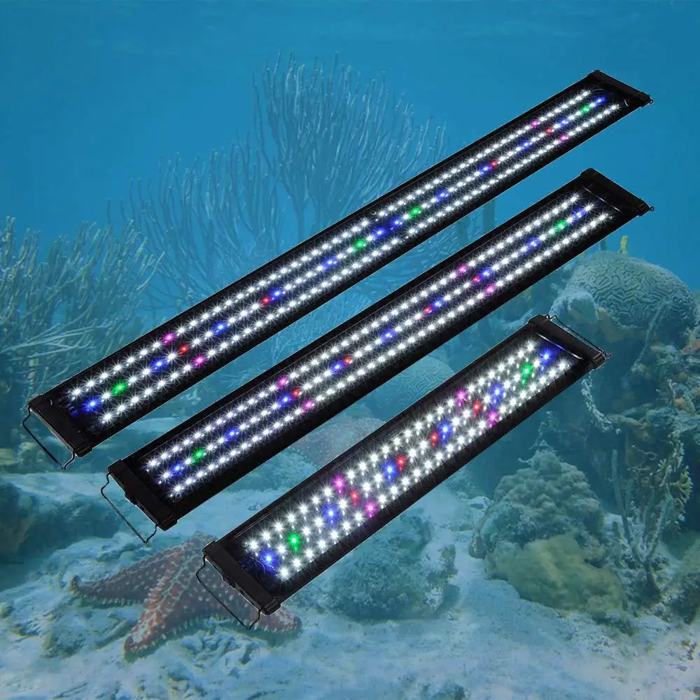 IP68 Waterproof Auto On Off Fish Tank Light LCD Monitor WRGB 24/7 Lighting Cycle LED Aquarium Light Full Spectrum