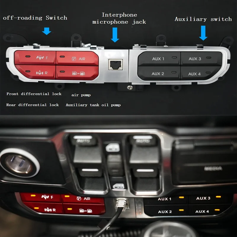
Auxiliary Switch Bank Kits For 2018 2019 2020 Jeep Wrangler JL Lubincon Sahara Switches Control Panel Power System 