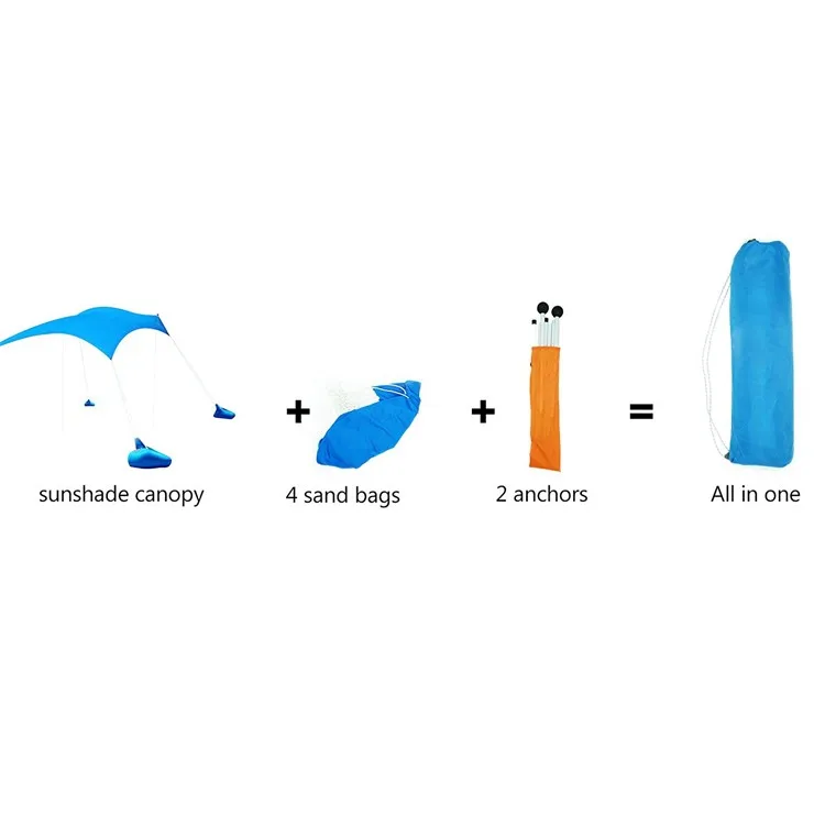 Best Selling Summer Pop-Up Sun Shelter Canopy Easy-Up Umbrella Tent Beach Seaside Outdoor Camping Durable Aluminum Pole